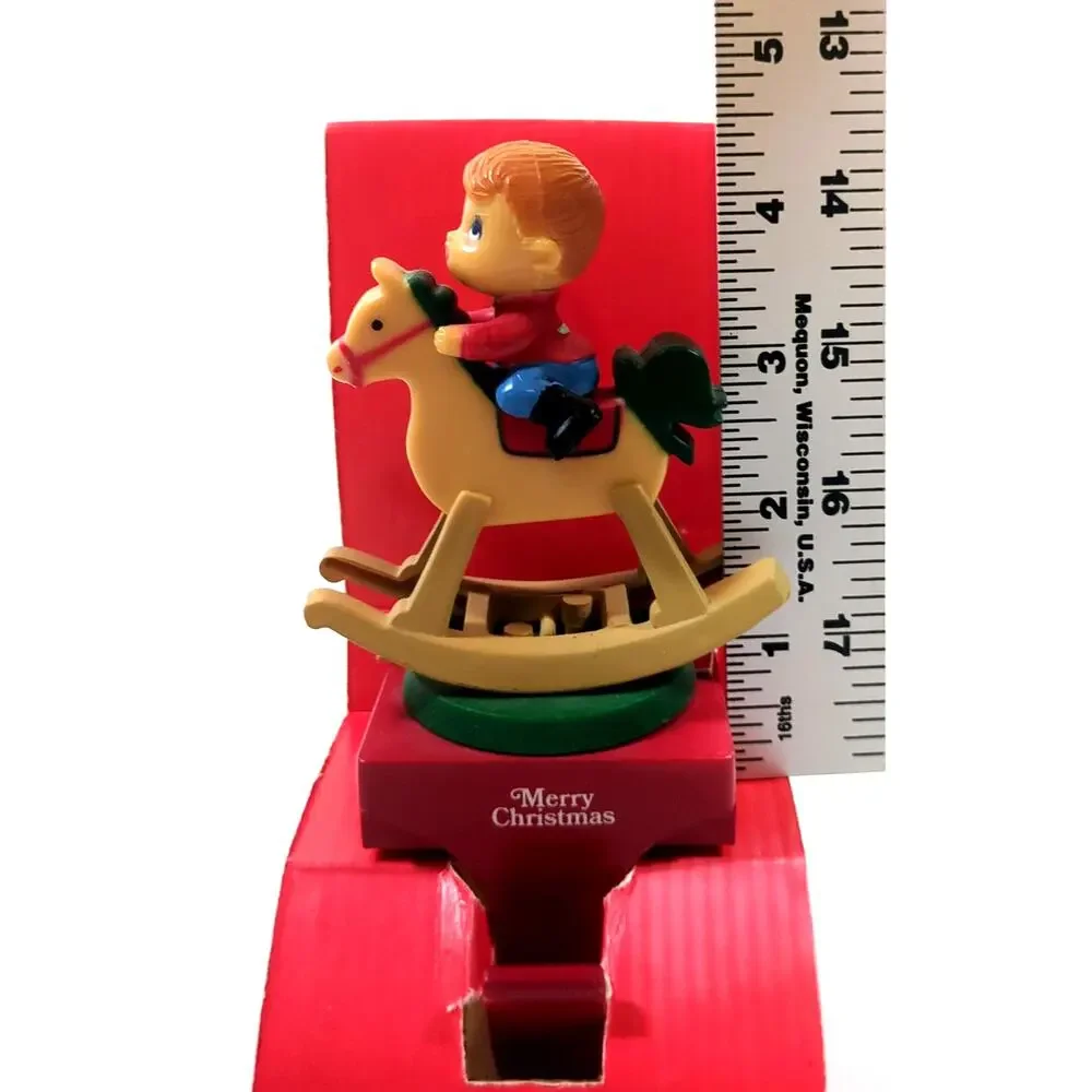 1980 Merrilite Rotating Musical Boy Rocking Stocking Hanger - Boxed - GOOD